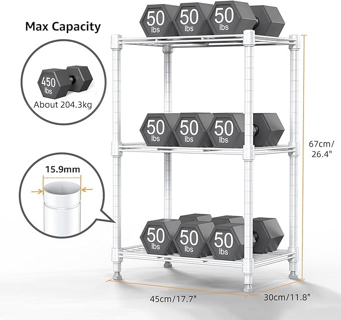 M MZG 450 lbs Wire Storage Shelving 3-Tier Utility Shelving Unit Steel — view 3