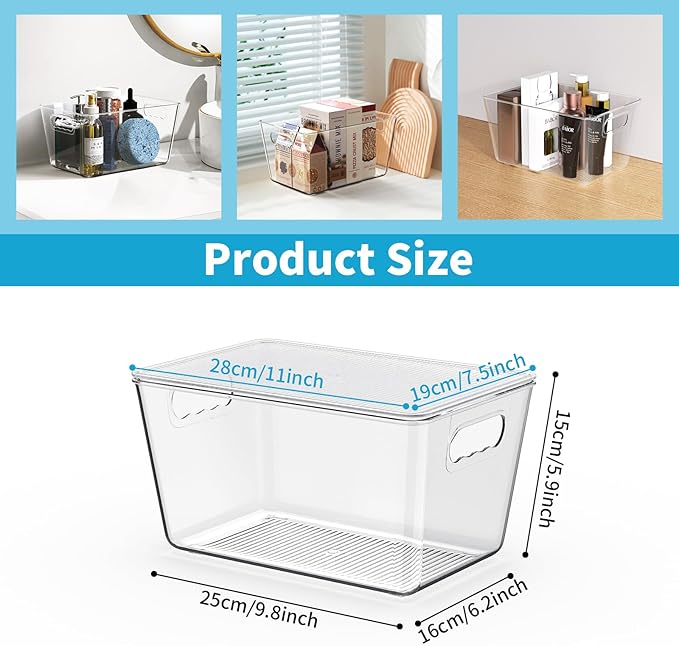 KJIXYUNG 6 Pack Clear Stackable Storage Bins — view 3
