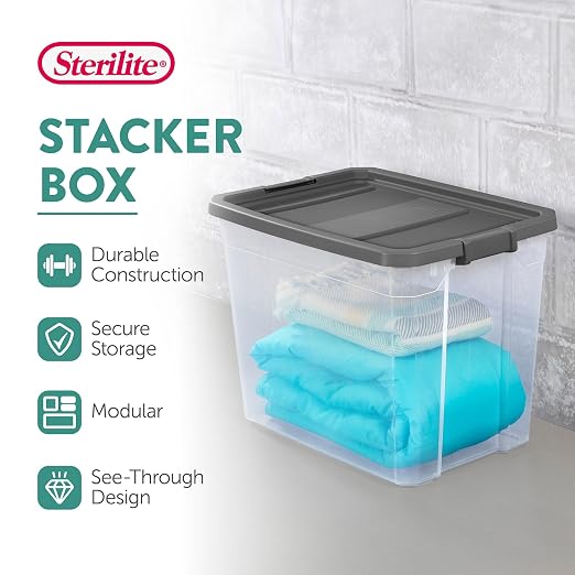 Sterilite 16-Pack Modular Stacker Box, Durable Clear Plastic Storage Bins — view 2