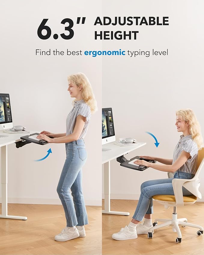 HUANUO Keyboard Tray Under Desk, 360 Adjustable Ergonomic Sliding Keyboard & — view 2