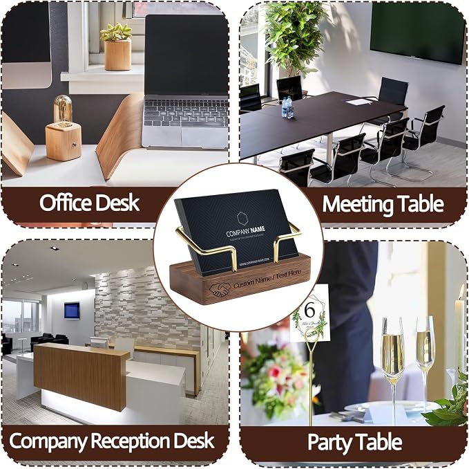 HJX Custom Business Card Holder Desk-Personalized Engraved Wooden Business Card — view 7