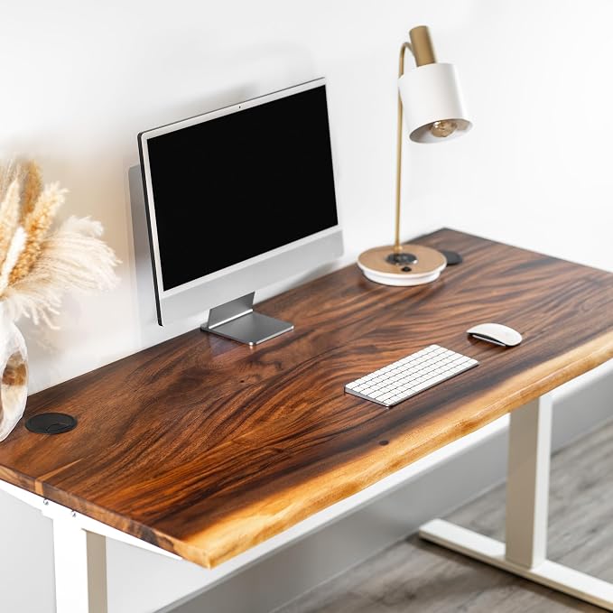 Standing Desk – Walnut Solid Wood Desk, Natural Live Edge, Adjustable Height — view 2
