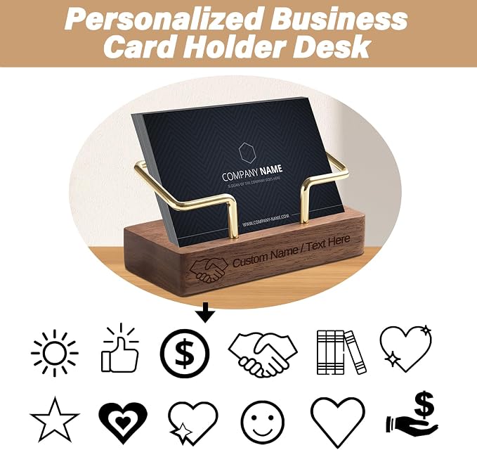 HJX Custom Business Card Holder Desk-Personalized Engraved Wooden Business Card — view 3