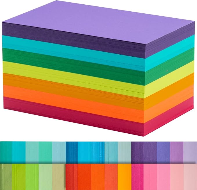 Index Cards 301-Count 3x5 Inch, 178GSM Heavyweight Set of 7 Colors Paper