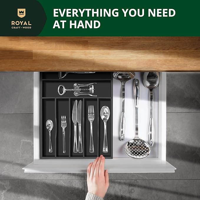 ROYAL CRAFT WOOD Luxury Bamboo Kitchen Drawer Organizer — view 5