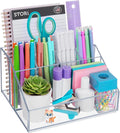 STORi Chloe Clear Plastic Stackable Desk Organizer, Rectangular 6-Compartment
