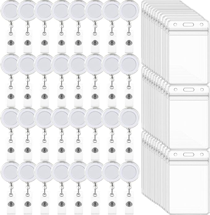 100 Pack Retractable Badge Reel Clips