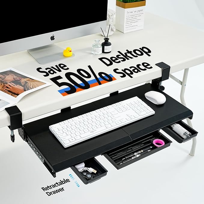 OUKMIC Large Height Adjustable Keyboard Tray — view 2