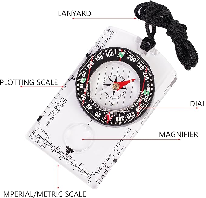 4 Pcs Outdoor Compass with Adjustable Declination, Scale. Multifunctional — view 4