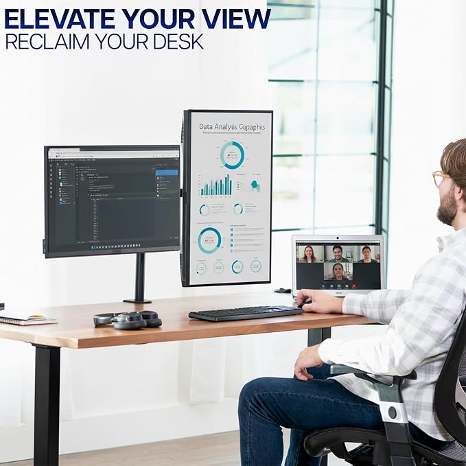 VIVO Dual Monitor Desk Mount, Holds 2 Computer Screens up to 30 inches and — view 9