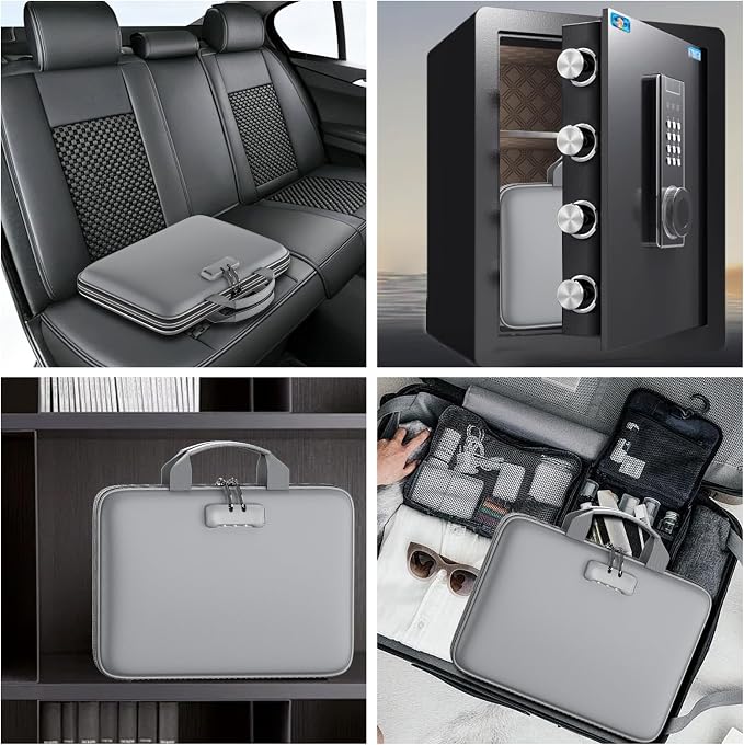 Fireproof File Organizer with Lock, Hard-Shell Case Fireproof Document Box with — view 6