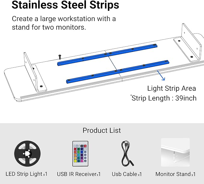 AFOOYO Monitor Stand Riser, 31.5-Inch LED Light Wood Computer Monitor Stand — view 7