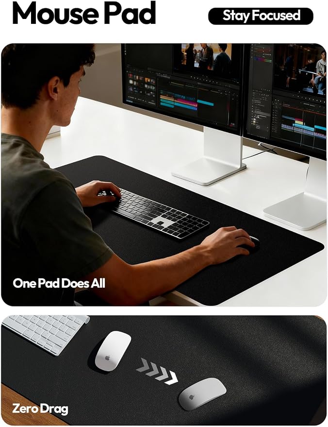 YSAGi Leather Desk Protector, Office Mat, Large Mouse Mat, Non-Slip PU Leather — view 4
