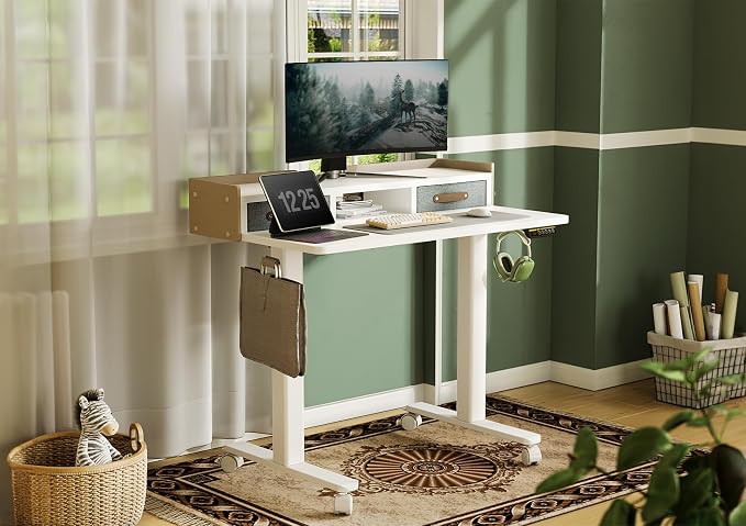 Claiks Standing Desk with Drawers, Adjustable Stand Up Electric Small Standing — view 2