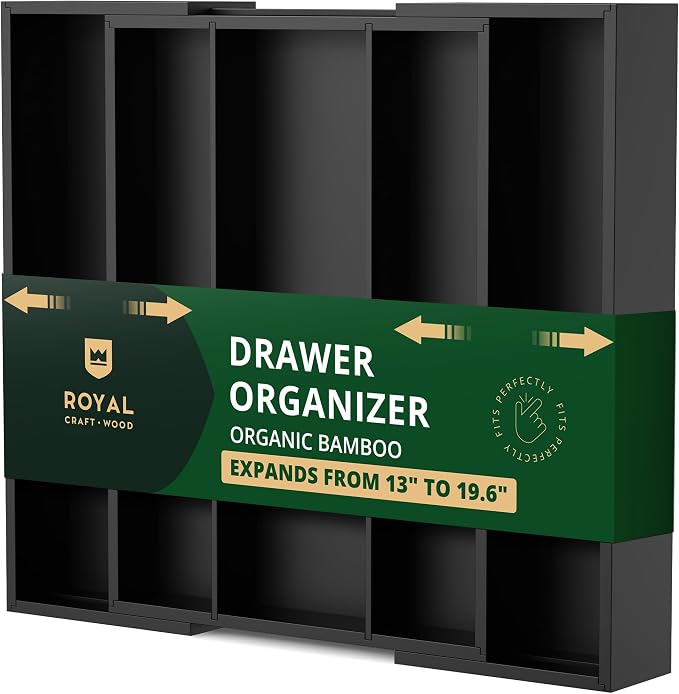 ROYAL CRAFT WOOD Luxury Bamboo Kitchen Drawer Organizer