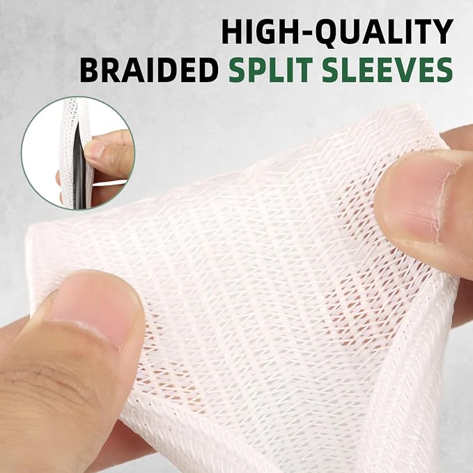 Split Wire Loom Tubing, Cable Protector Sleeve, Braided Cable Management — view 3
