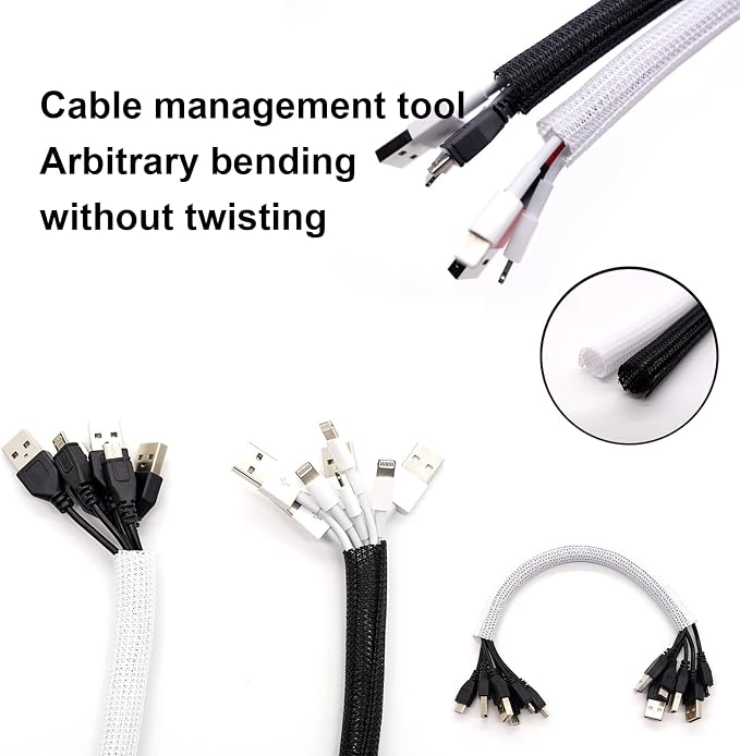 QCSIW 50ft – 1" Split Wire Loom Tubing Cable Sleeve – Braided Cord Protector — view 5