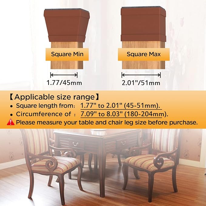 16 PCS Square Chair Leg Floor Protector, Silicone Chair Leg Cover, Furniture — view 2
