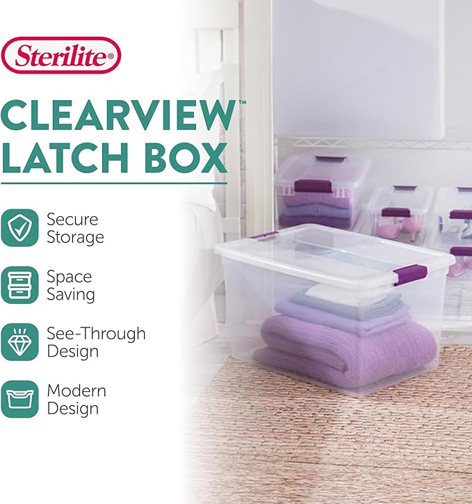 Sterilite 24-Pack 66 Quart ClearView Latch Box, Stackable Organizer Bins — view 2