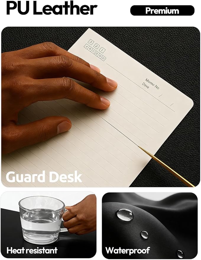 YSAGi Leather Desk Protector, Office Mat, Large Mouse Mat, Non-Slip PU Leather — view 3