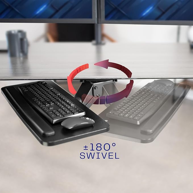VIVO Adjustable Computer Keyboard & Mouse Platform Tray Ergonomic Under Table — view 7