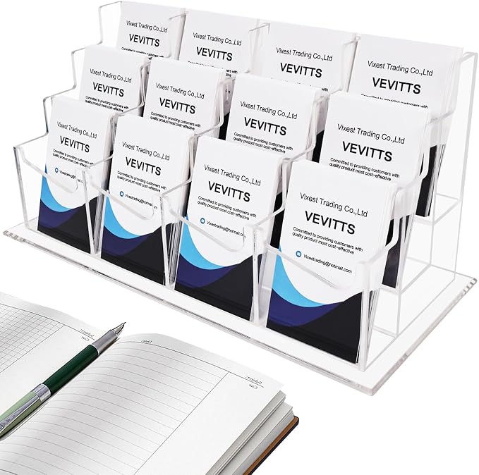 Vevitts Vertical Business Card Holder, Acrylic Business Card Display, Home &