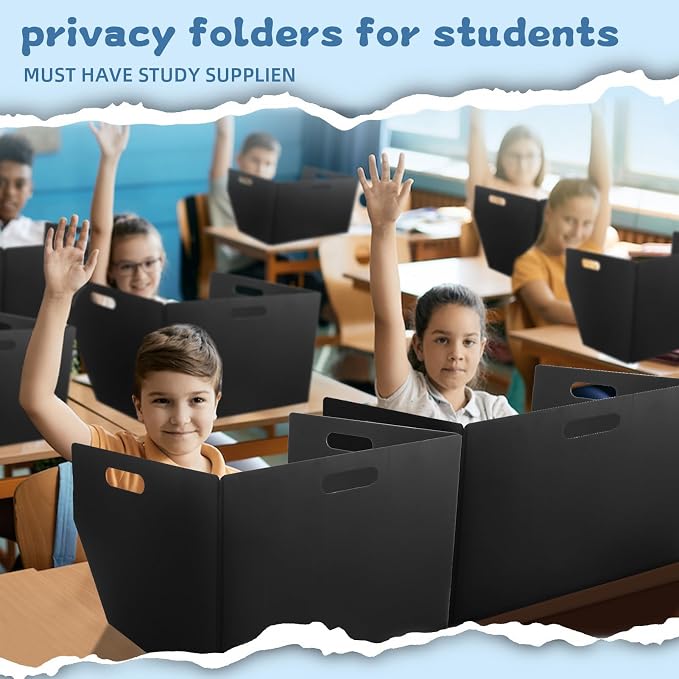24-Pack Plastic Desk Dividers for Students, Privacy Folders for Students — view 8