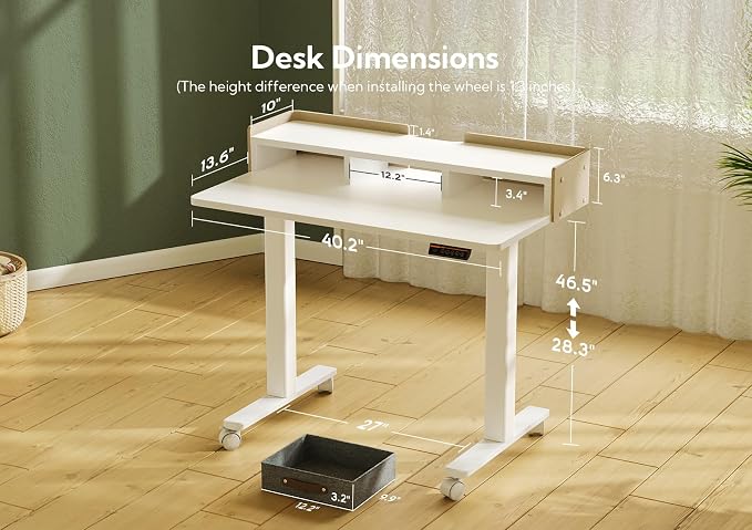 Claiks Standing Desk with Drawers, Adjustable Stand Up Electric Small Standing — view 3