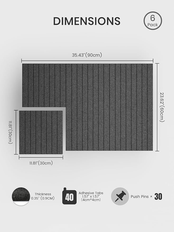 Bumusty Large Cork Board Alternative-36 x24 Felt Bulletin Board Tiles, — view 2