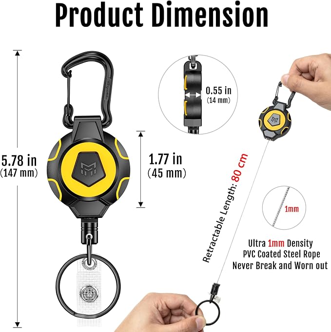 MNGARISTA 2-Pack Upgraded Retractable Keychain, 10 OZ Retraction, 31.5" — view 4
