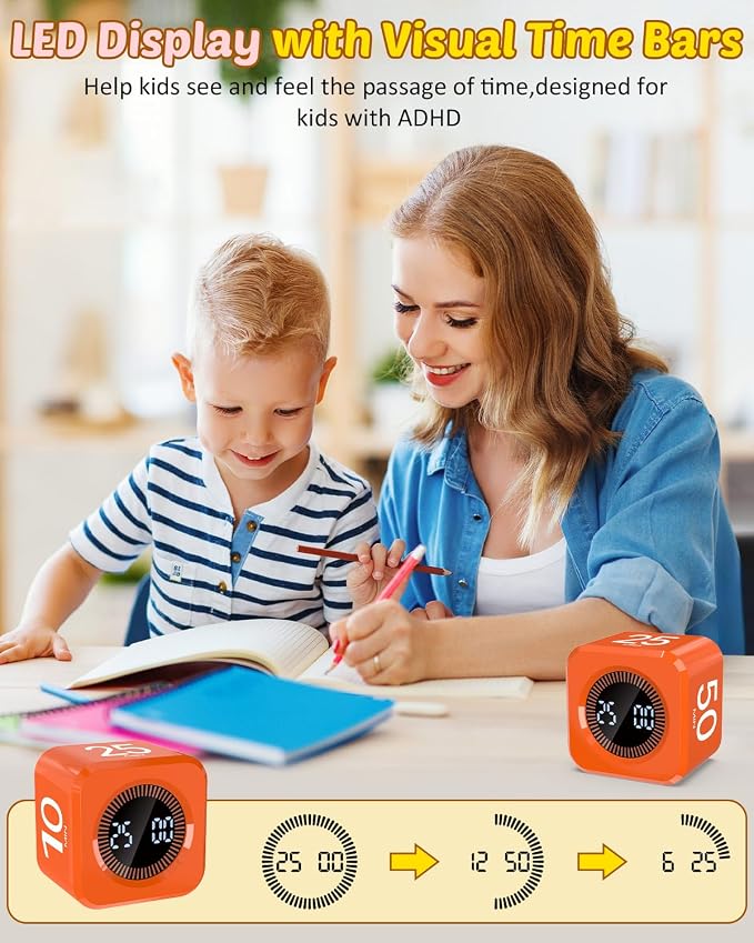 Digital Pomodoro Timer Cube 5/10/25/50min, Visual Productivity Flip Timer — view 5