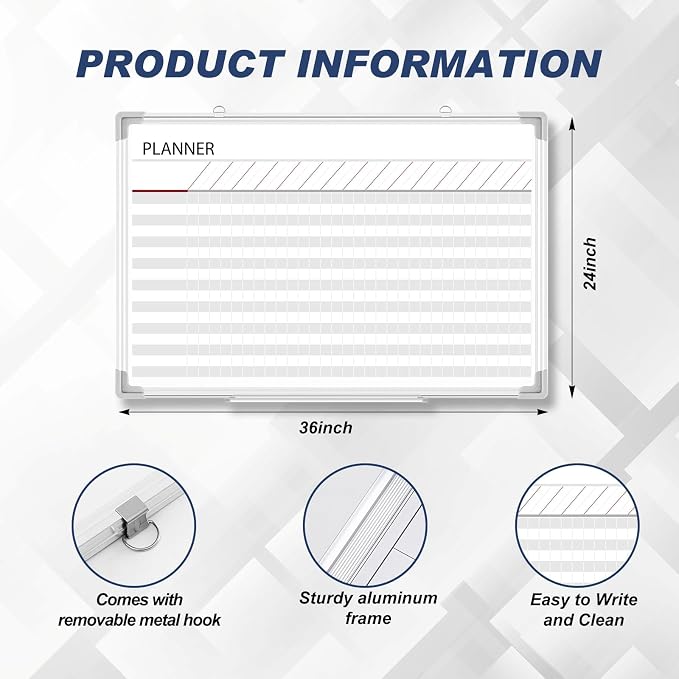 Lincia 36 x24 Make Ready Board Aluminum Frame Dry Erase Board — view 2