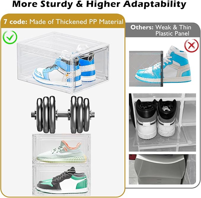 7 code Large Clear Shoe Boxes Organizer【Thicker Material】 Stronger Shoe Box — view 5