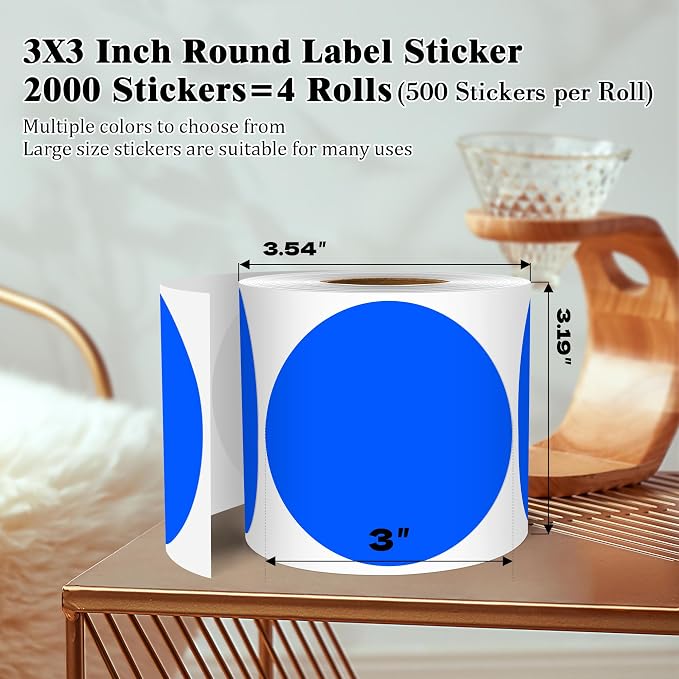 3 Inch Round Colored Dot Stickers, 4 Rolls in Dispenser Box — view 2