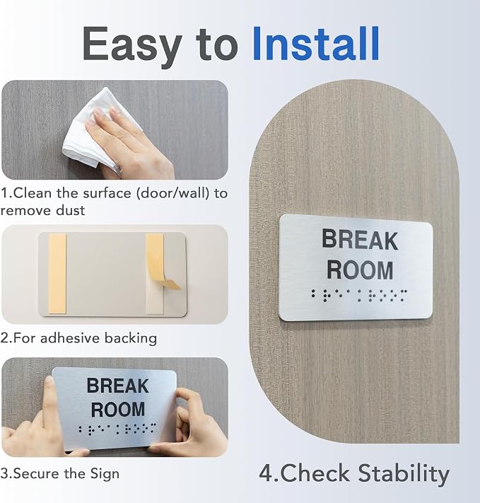 Storage Room Signs with Raised Text & Grade 2 Braille, Brushed Aluminum/Silver — view 5