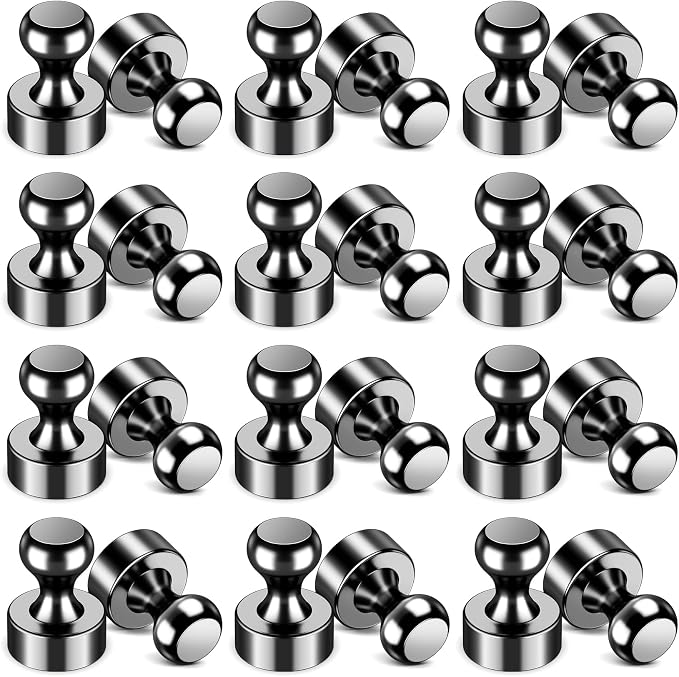 VNDUEEY 24Pcs Black Fridge Magnet Refrigerator Magnets, Magnets