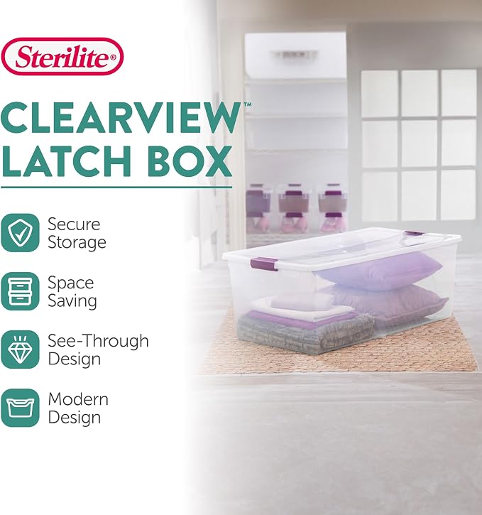 Sterilite 4-Pack 110 Quart ClearView Latch Box, Stackable Organizer Bins — view 2
