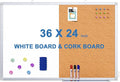 Magnetic White Board and Cork Board Combo, 36 X 24 inches Whiteboard Bulletin