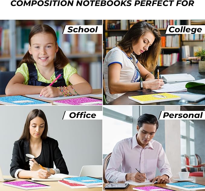 Rosmonde 5 Pack Composition Notebooks College Ruled, 200 No Bleed Pages — view 6