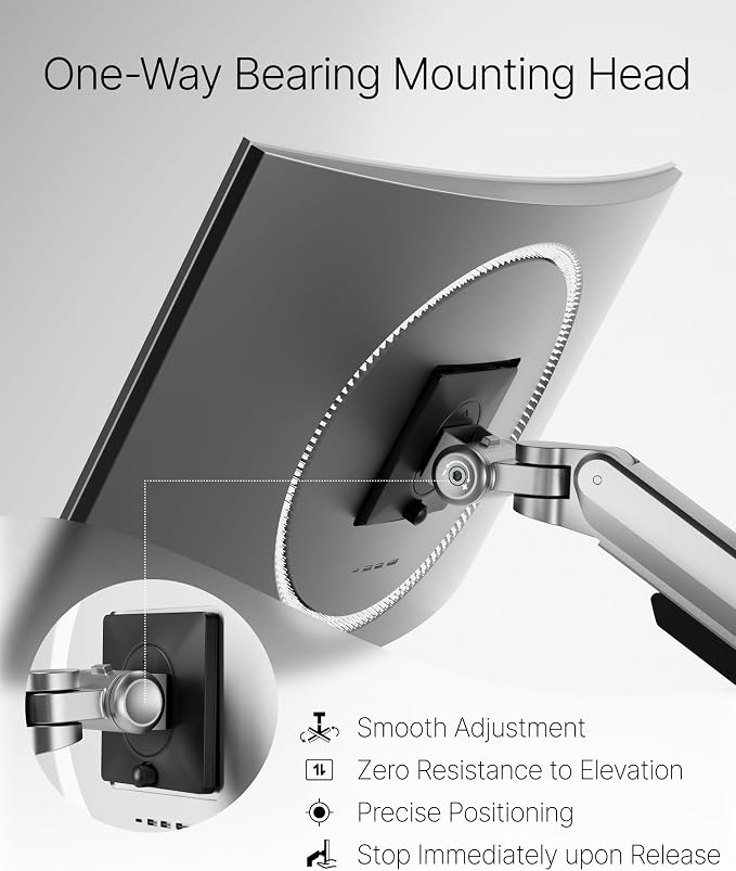 monTEK Deluxe Monitor Arm up to 40 Inch Holds 26.4 lbs Curved Screens Aluminum — view 9