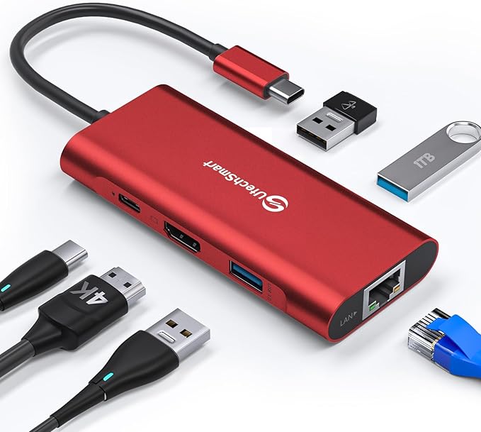 UtechSmart USB C Hub, Ethernet Multiport Adapter 6 in 1 USB C to HDMI Dock