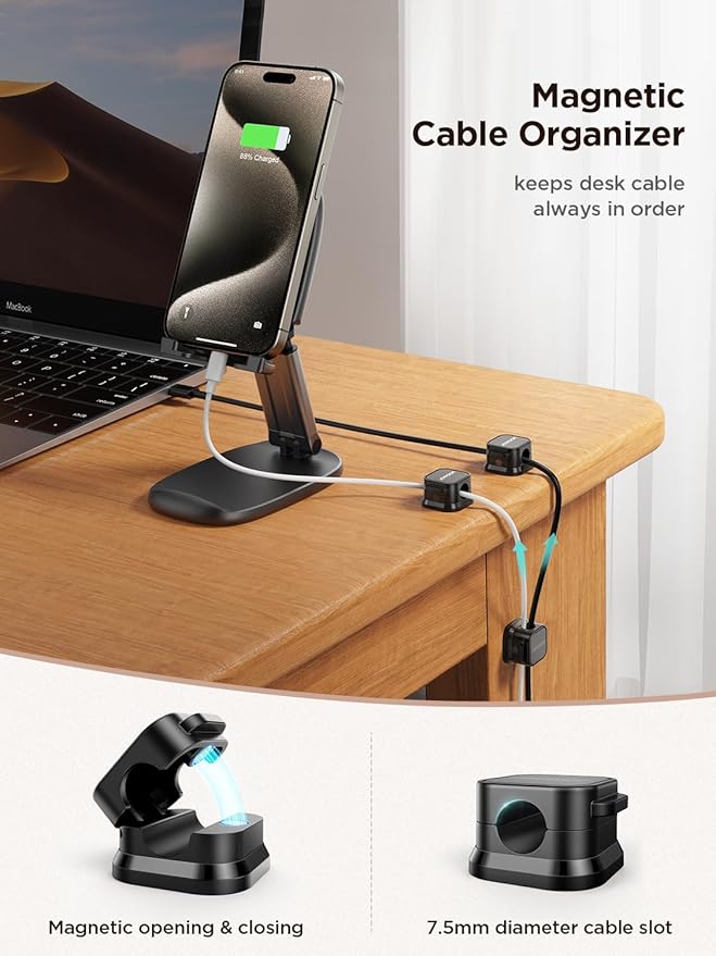 12 Pack Magnetic Cable Management Clips, Phone Electric Charging Cord Holder — view 2