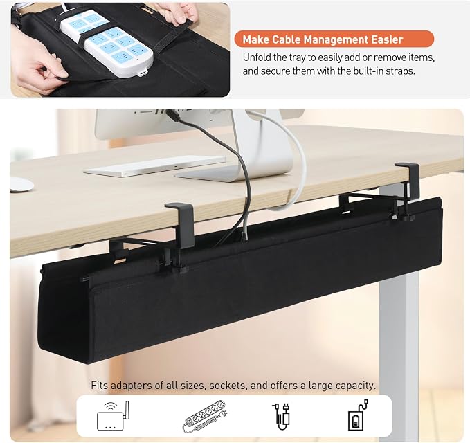 MAXECHO Under Desk Cable Management Tray 36" — view 4