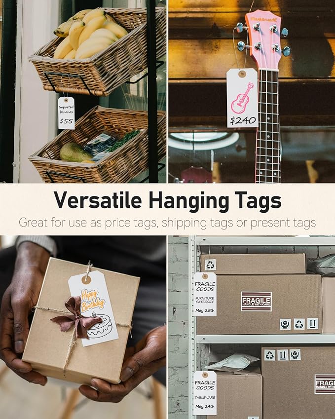 Uniclife 100 Pcs Manila Tags White Blank Shipping Tags — view 7