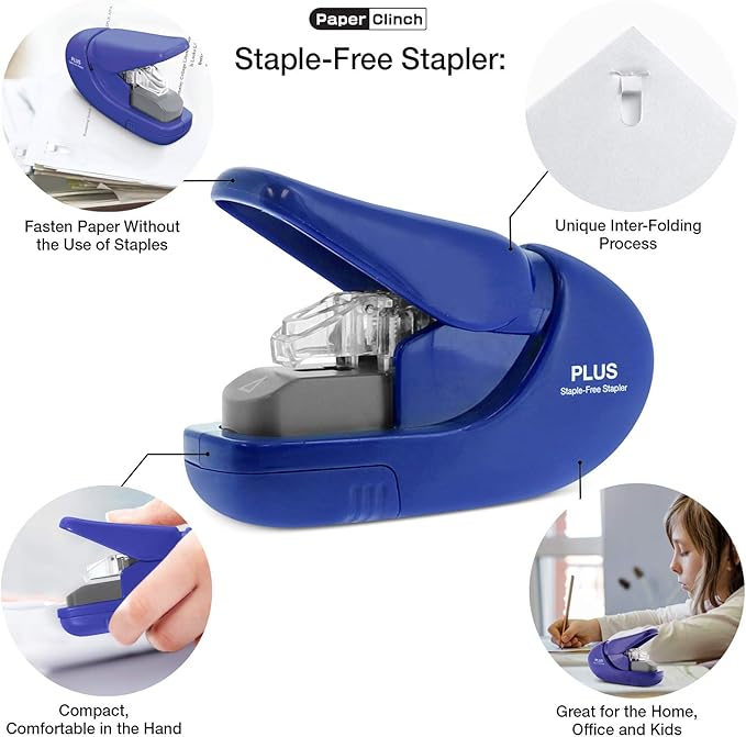 Plus Paper Clinch Compact Staple-Free Stapler — view 2