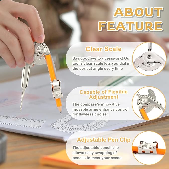 20 Pieces Geometry Math Set Compass — view 3
