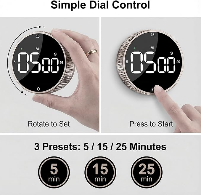 Rechargeable Magnetic Kitchen Timer, LED Countdown/Up Timer, Supports USB-C — view 4