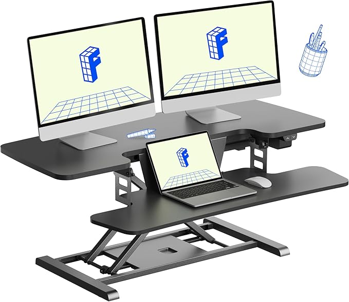 FLEXISPOT 40" Electric Standing Desk Converter, Height Adjustable Riser