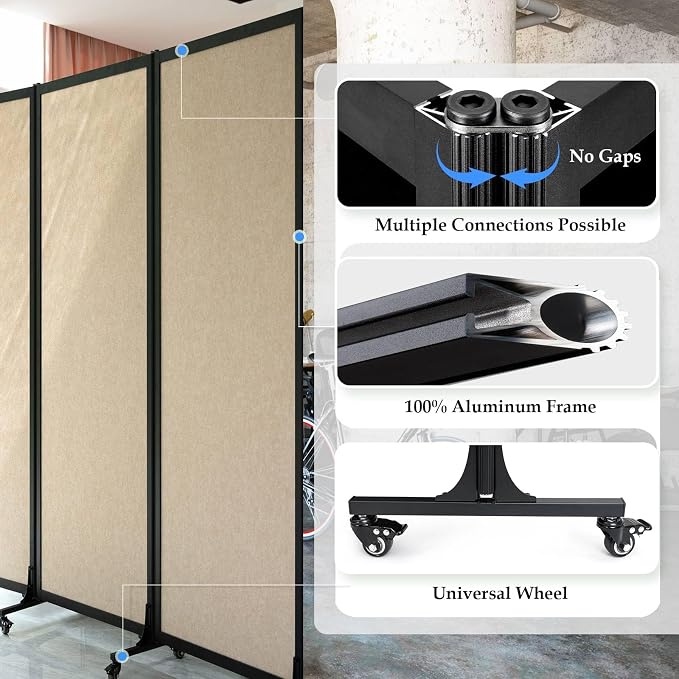 Upgrade Version Room Partition and Divider, Freestanding Rolling Dividers — view 4