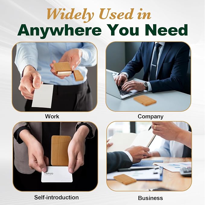 Yookin Wood Business Card Holder Wooden Magnetic Business Card Case Portable — view 6